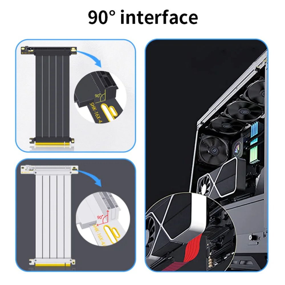 كابل رفع وحدة معالجة الرسومات  - مراجعة Pcie 4.0 X16 Riser Cable 90 Degree وسعره