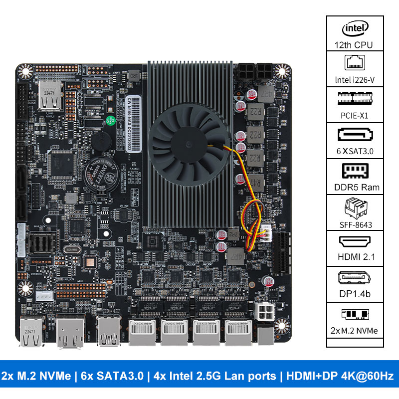 لوحة أم N100 Nas مع 2x m.2 NVM - مراجعة Nas Motherboard N100 6 Sata وسعره