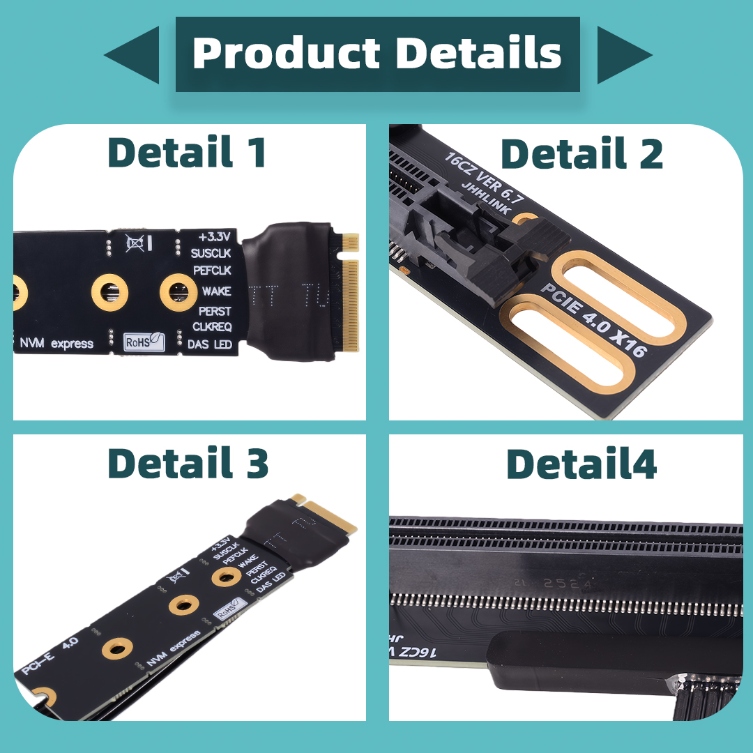 M.2 NVME إلى PCIe X16 90 درجة  - مراجعة Pcie 4.0 X16 Riser Cable 90 Degree وسعره