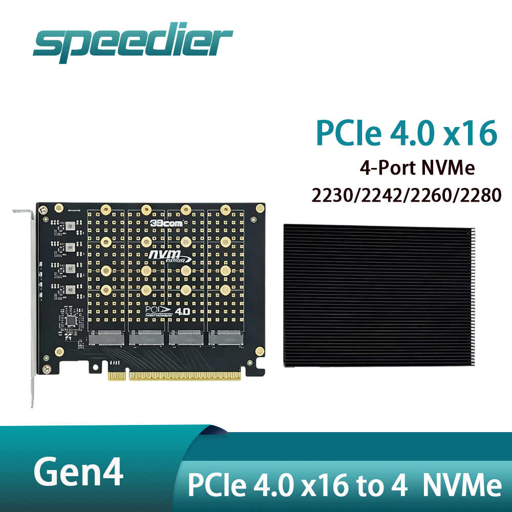 بطاقة محول PCIe 4.0 X16 إلى 4  - مراجعة Quad M.2 Nvme Pcie Bifurcation Card وسعره